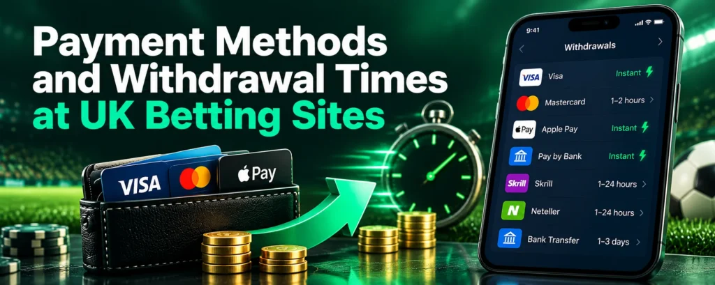 UK betting sites payment methods and withdrawal times with Visa, Mastercard, Apple Pay and bank transfers