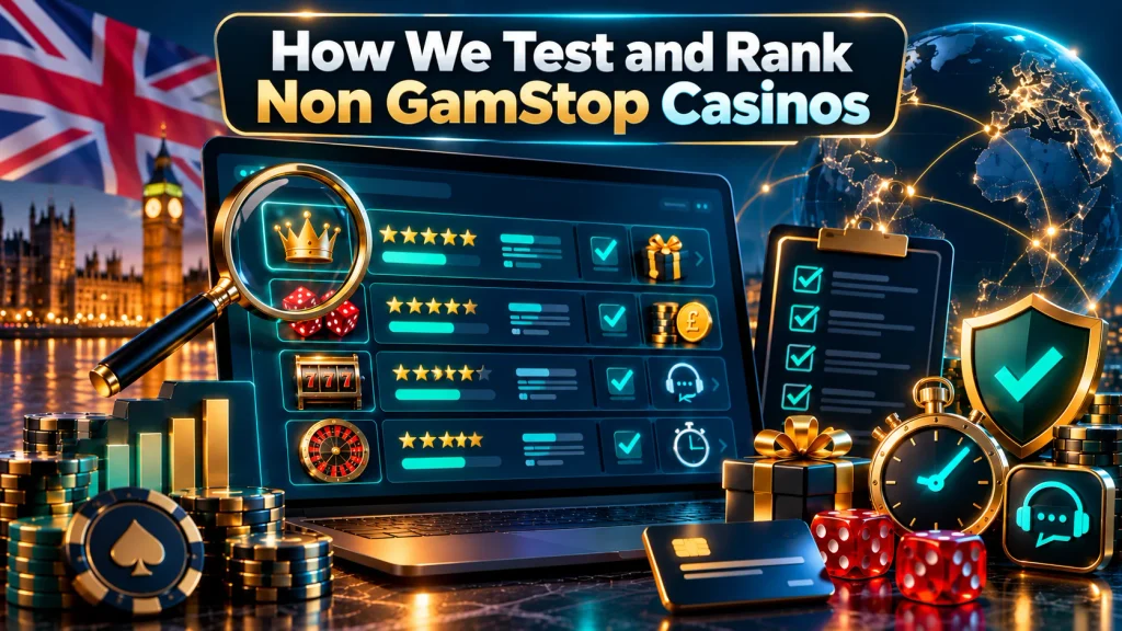 Non GamStop casino review process showing ratings, testing criteria and safety checks