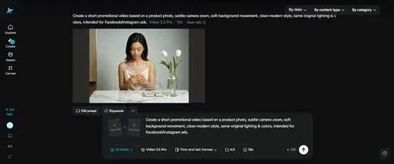 Woman in beige sleeveless top sitting at table with white tulips, soft natural lighting