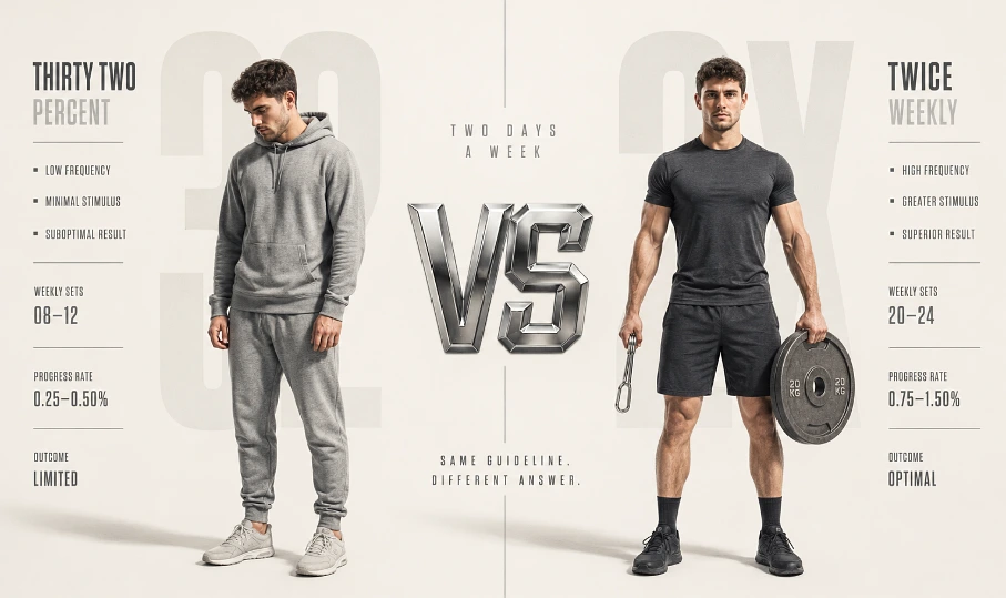 The Chief Medical Officer asks for two strength sessions a week. A third of UK adults are on the left of this frame