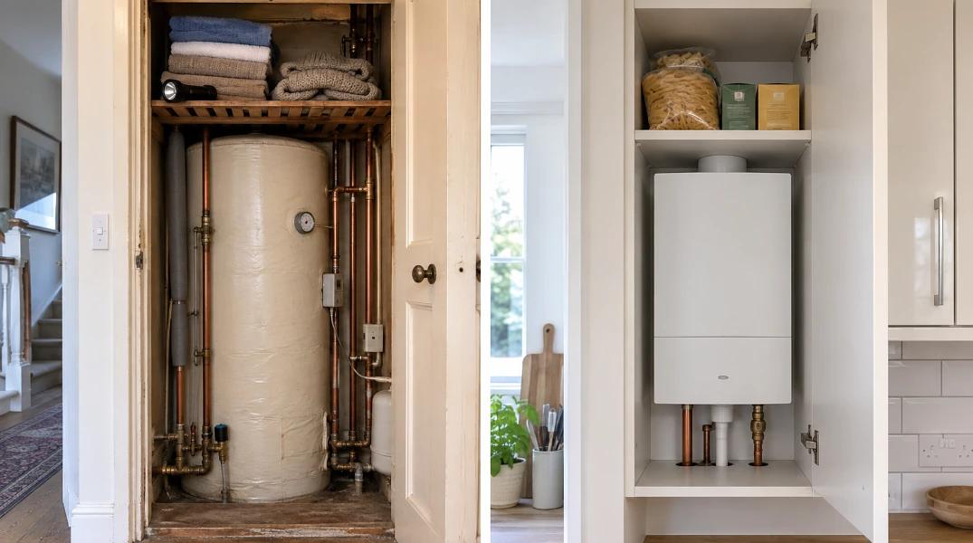 The room went, the cylinder went with it, and so did the one place in a house you could stand and look at your own hot water system