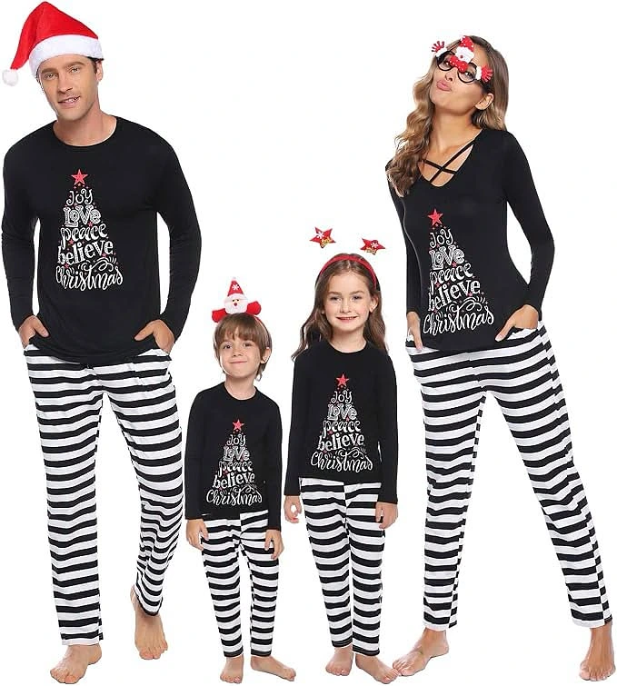 Black Word Tree Top With Black And White Stripes