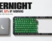 Keycaps laid out as a battery icon half empty beside a closed laptop